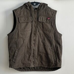 Wrangler Workwear Vest Mens 2XL Quilted Lined Insulated Durable Canvas Hooded